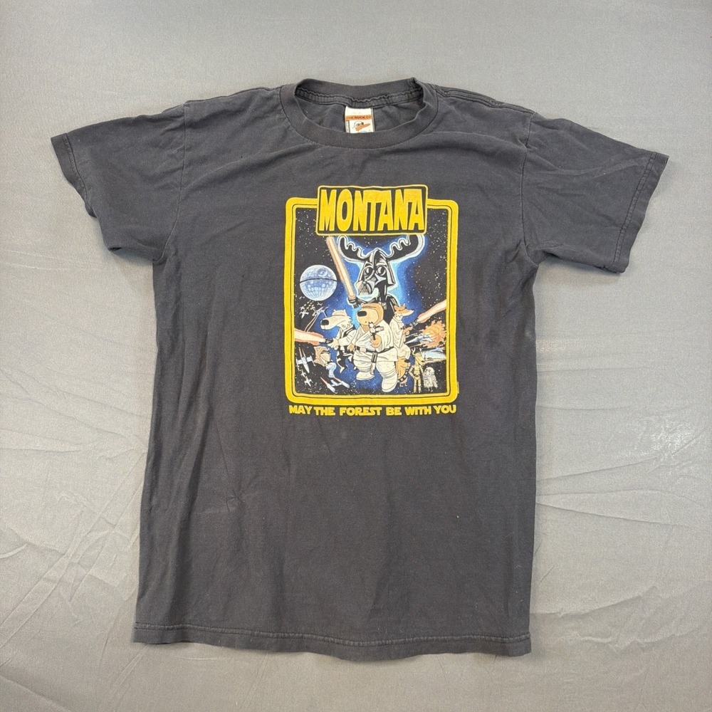 The Duck Company Youth Black Graphic Cotton T-Shirt Crew Neck Short Sleeve L